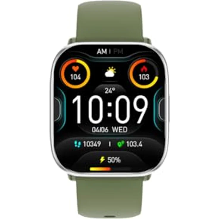 myPhone Watch Pastel silver/greenwood, Smartwatch mit Gesundheitsüberwachung und Bluetooth-Anrufen, Dunkelgrün – Bild 5