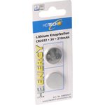 HEITECH CR2032 Lithium Knopfzelle, 2er-Set, 3V, 210mAh, ideal für Fernbedienungen und Uhren