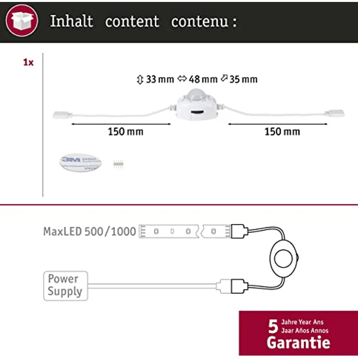 Paulmann 70974 LED Stripe MaxLED Night Bewegungssensor max. 144 Watt Lichtband Weiß Lichtstreifen Kunststoff LED Band – Bild 5