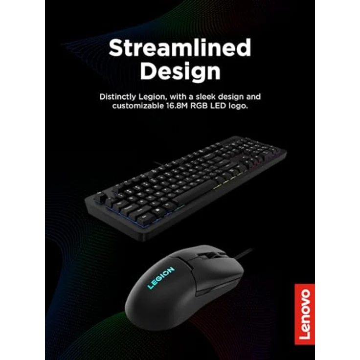 Lenovo Legion KM310 RGB Gaming Combo, Hintergrundbeleuchtete Tastatur und Maus, Full Size, USB, QWERTY, Englisch (US), Schwarz – Bild 2