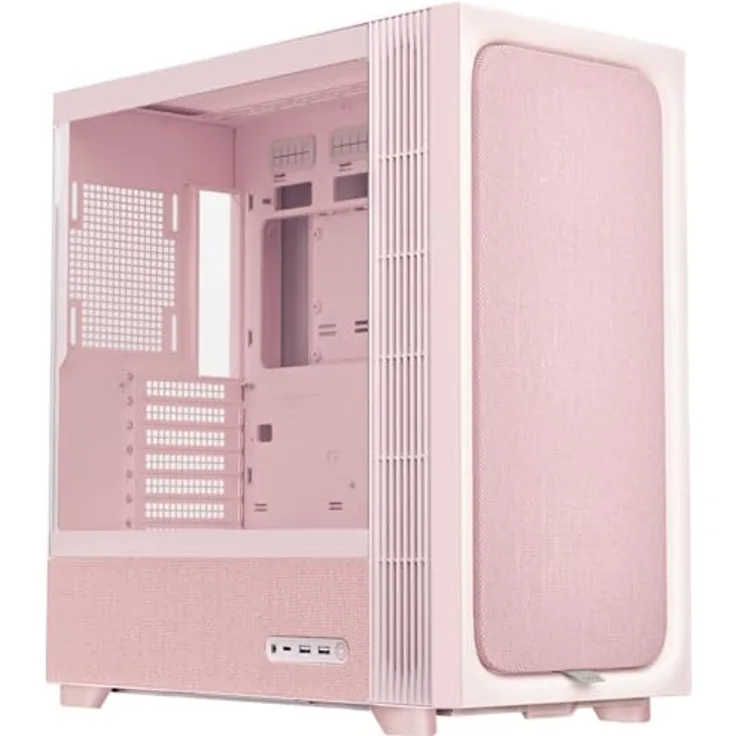TRYX FLOVA F50, Midi-Tower PC-Gehäuse für Mini-ITX, microATX, ATX Mainboards, pink, mit 2 vorinstallierten Lüftern, bis 11 Lüfterplätze, CPU-Kühler bis 170 mm, Grafikkarten bis 360 mm