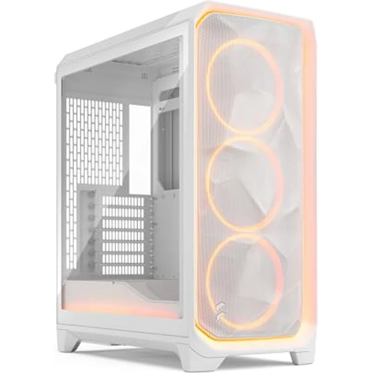 Fractal Design Meshify 3 Ambience Pro RGB White TG Clear Tint, Gaming PC-Gehäuse mit Facetten-Mesh-Front, Gen 2 ARGB Beleuchtung und drei RGB Momentum 14 Lüftern – Bild 1