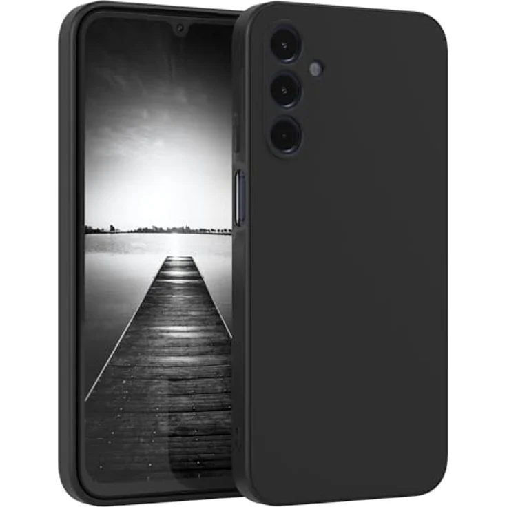 EAZY CASE Silikonhülle für Samsung Galaxy A15, Stoßfeste Schwarz Matt Schutzhülle mit Kameraschutz, Dünn und Kratzresistent, Perfekt für Kabelloses Laden, TPU Phone Bumper – Bild 1