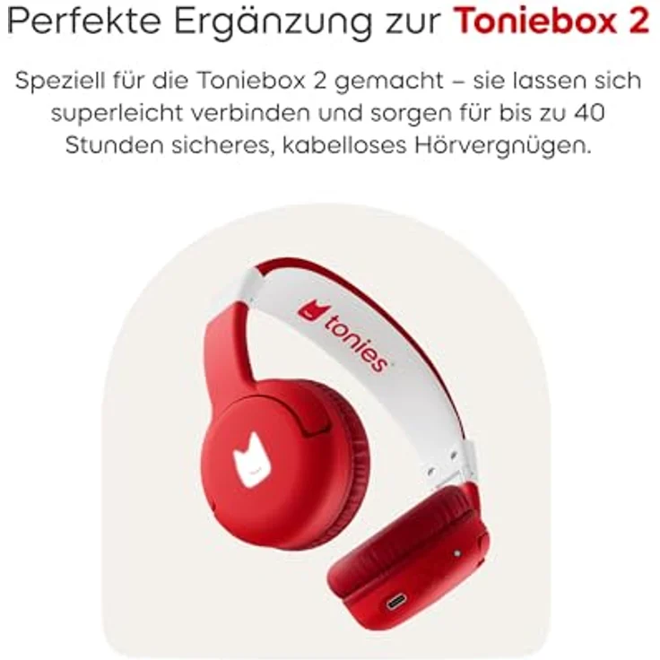 tonies Lauscher Revision Kinder-Kopfhörer, Bluetooth und NFC, kabelloses Hören bis zu 40 Stunden, mit LED-Lichtern – Bild 4