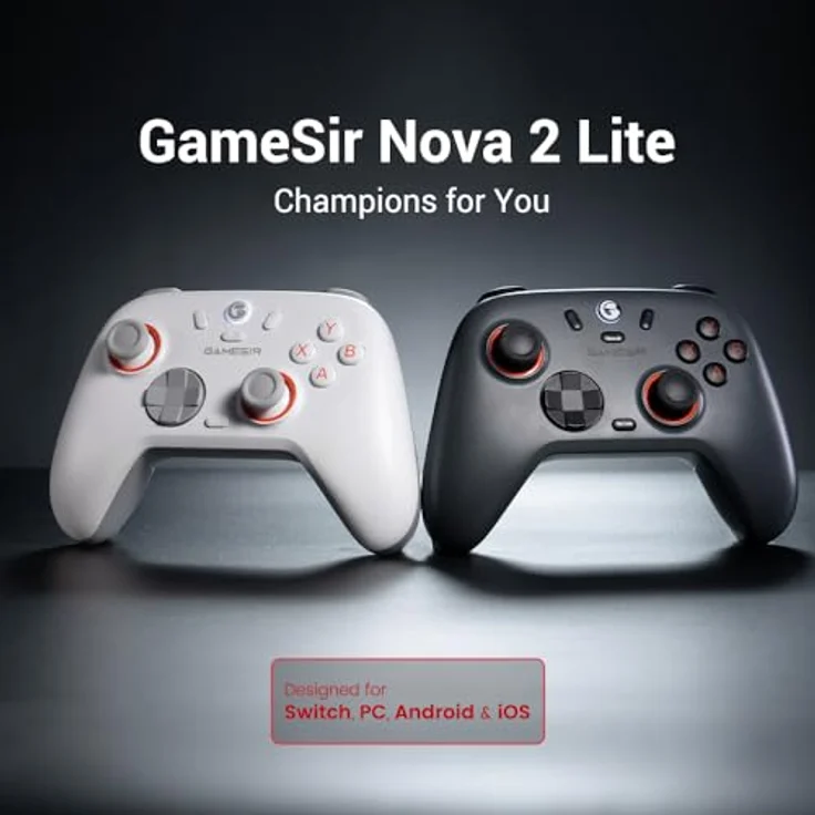 Gamesir NOVA2 LITE - Wireless Controller mit Tri-Mode-Konnektivität, 600-mAh-Akku, Weiß – Bild 2