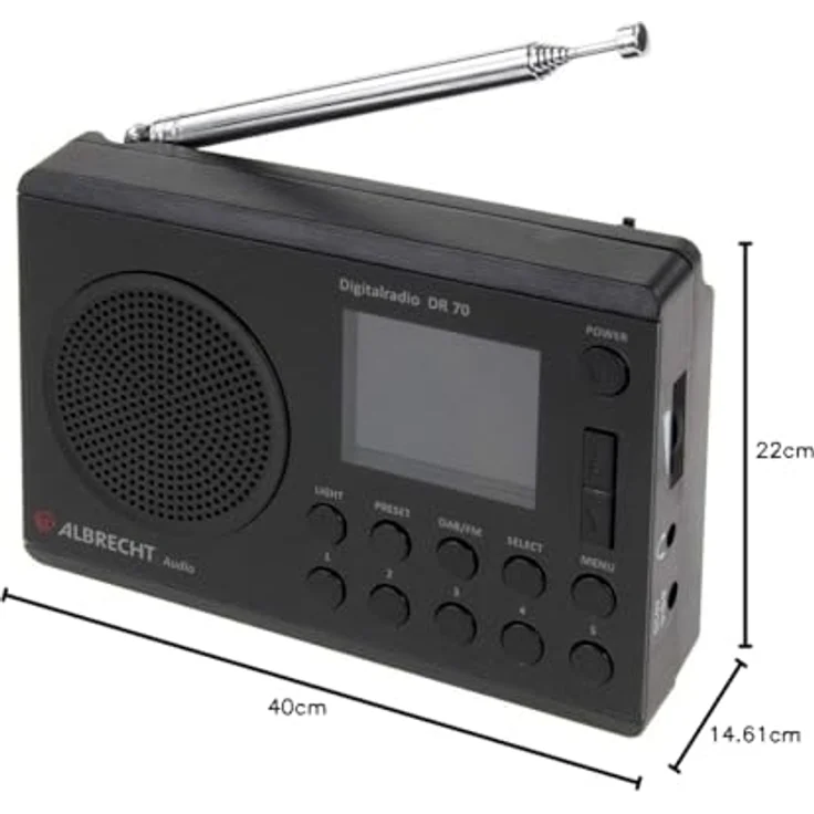 Albrecht 27370 DR70 Digitalradio (DAB+-UKW, 230V, Batteriebetrieb) schwarz – Bild 5