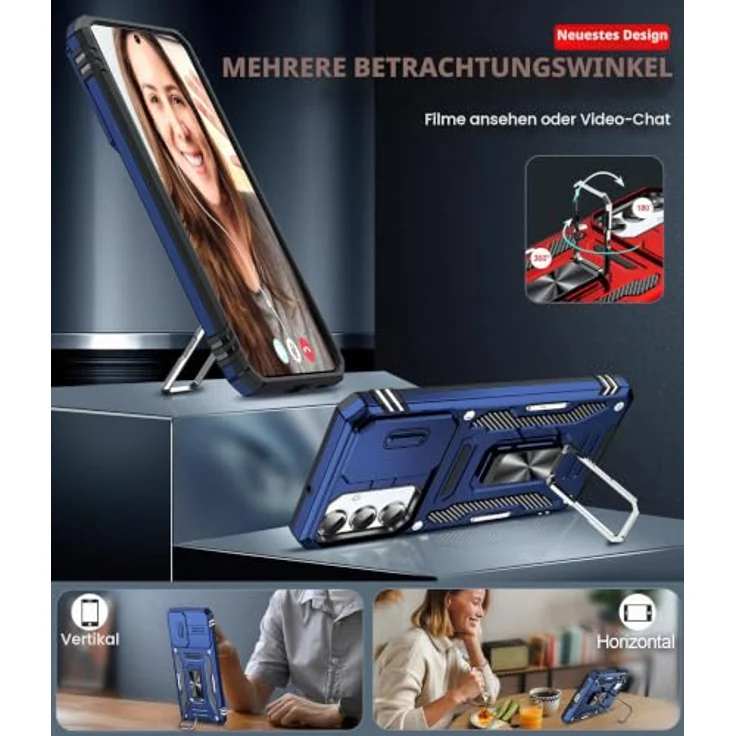 LeYi Handyhülle für Samsung Galaxy A17 5G, Militär Standard, Kamera Schutz, Ständer, kratzfest, blau, mit 2 Glasfolien – Bild 3
