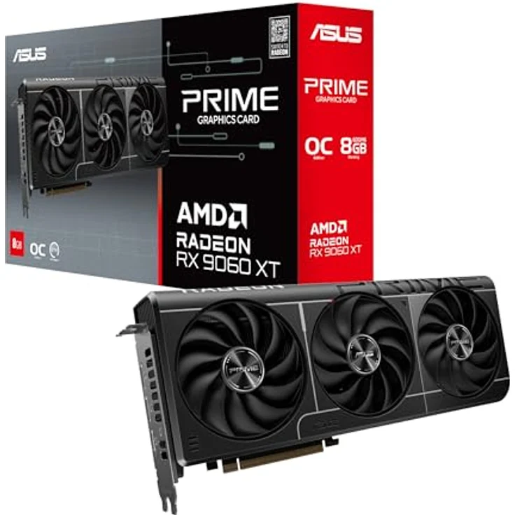 ASUS Prime Radeon RX 9060 XT OC Edition, 8GB GDDR6 Gaming Grafikkarte mit AMD RDNA 4 Architektur, PCIe 5.0 und 1x HDMI 2.1b, 2x DisplayPort 2.1a – Bild 1