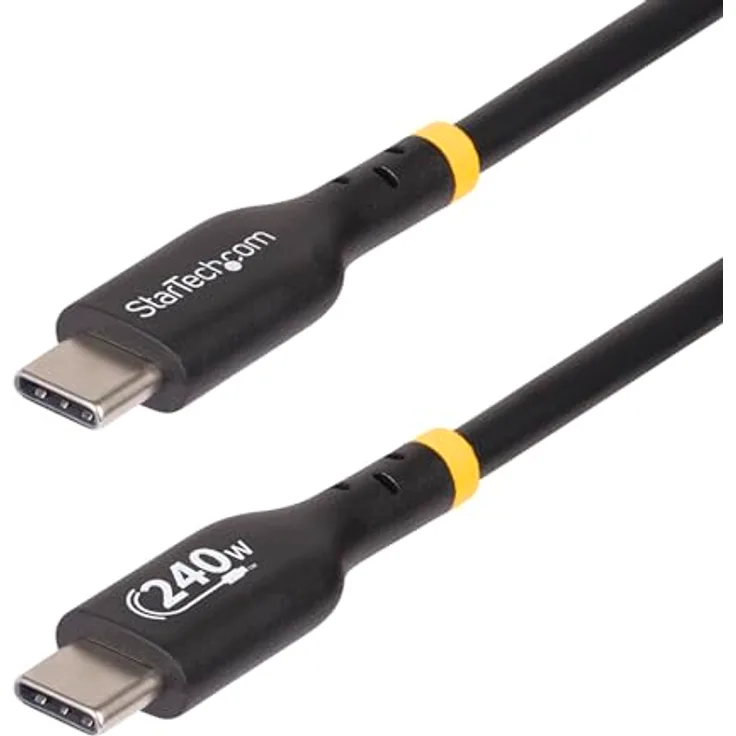 StarTech.com 4 Meter USB-C Ladekabel, USB-IF zertifiziert, 240W PD EPR, USB C 2.0 Laptop-Ladekabel, Schwarz