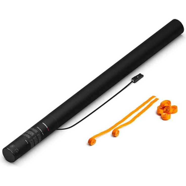 Magic FX E Cannon 80 cm, elektrische Konfetti Kanone mit orangenen Luftschlangen