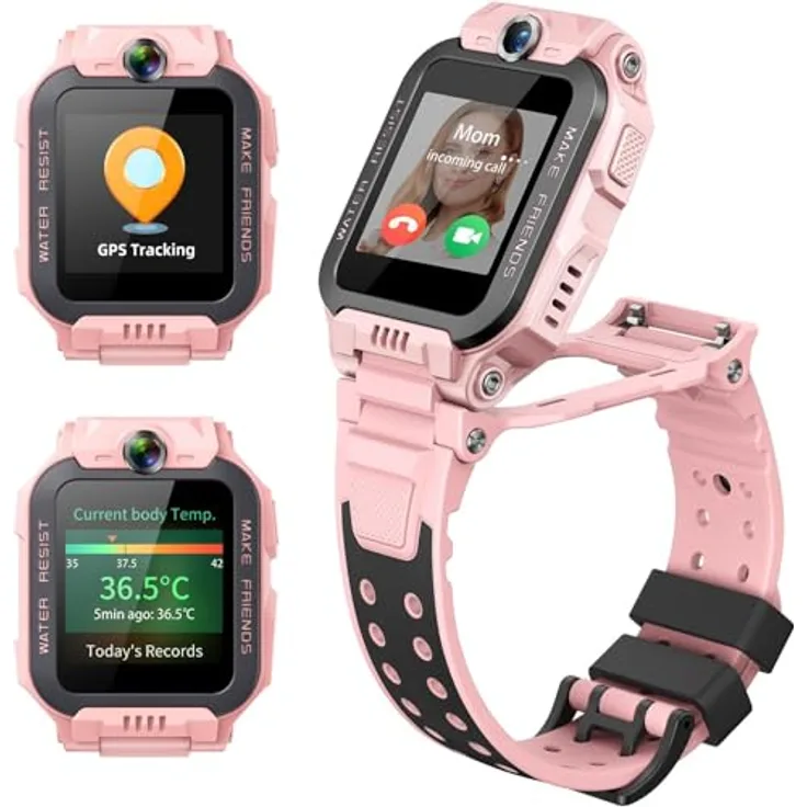 imoo Smartwatch Kinder Watch Phone Z7, 4G Smartwatch mit HD Video, GPS Echtzeitstandort, Schrittzähler und 4 Sportmodi, IPX8 wasserdicht, Rosa