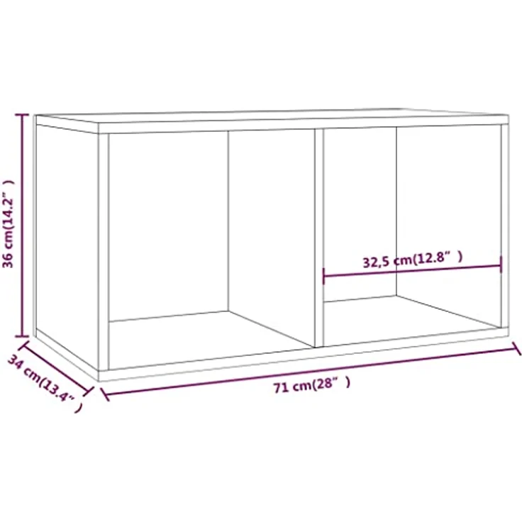 vidaXL Schallplatten-Aufbewahrungsbox Weiß 71×34×36 cm Spanplatte – Bild 3