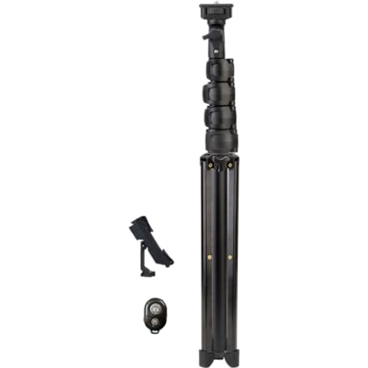 Rollei Comfort Max 2, Stativ mit 360° drehbarem Kopf, verstellbarer Höhe von 46,5 bis 157 cm, inkl. Smartphone-Halterung und Bluetooth-Fernbedienung – Bild 3
