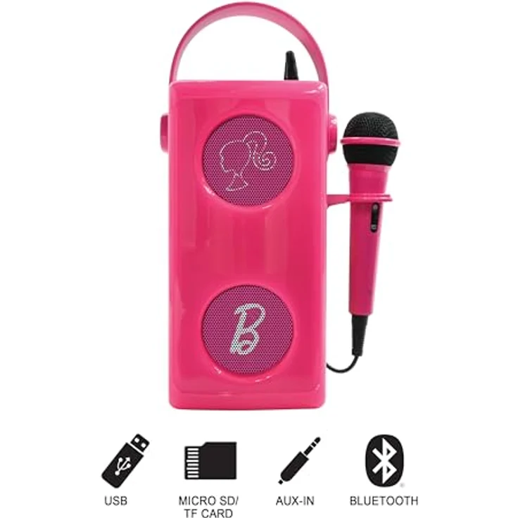 Lexibook Barbie Luminous Bluetooth-Lautsprecher mit Mikrofon, mehrfarbige Lichteffekte, flexibel in der Audiowiedergabe, wiederaufladbar, leicht transportierbar – Bild 3