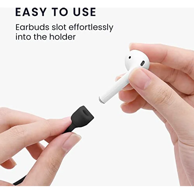 kwmobile Halteband magnetisch kompatibel mit Apple Airpods 1/2 / 3 / Pro 1 / Pro 2 - 80 cm Kopfhörer Halter Band Strap in Schwarz – Bild 4