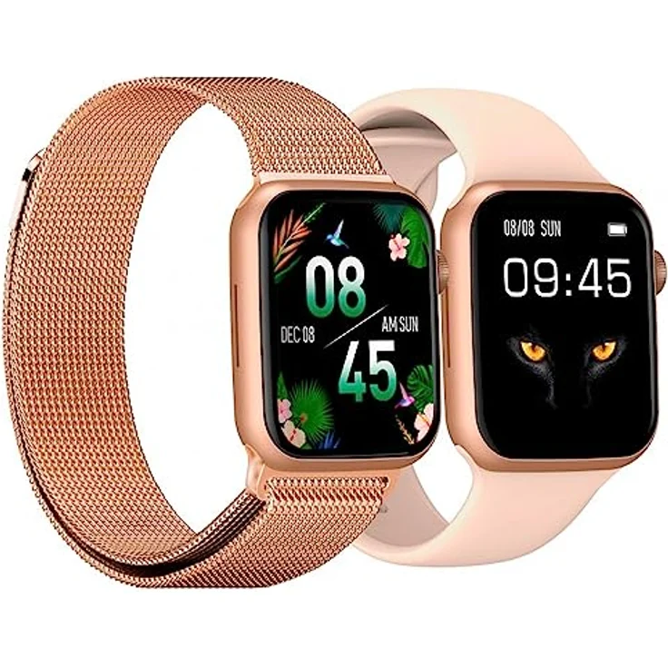 DCU TECNOLOGIC – Smartwatch Color Full 2, rosa und roségoldenes Metall – 1,91 Zoll IPS-Touchscreen – IP67 wasserdicht – 128 Sportmodi – Bild 1