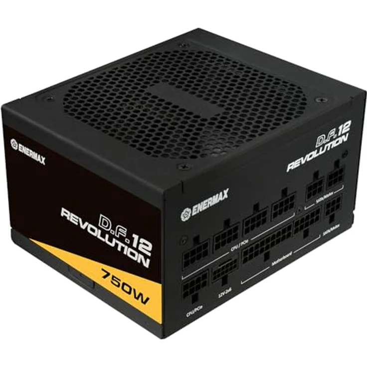 ENERMAX Revolution D.F. 12 ATX3.1 PCI-e 5.1 Ultrakompakt 750W Netzteil 80Plus Gold (Vollmodular, 50% Semi-Fanless, 12V-2x6); ETV750G, schwarz – Bild 2