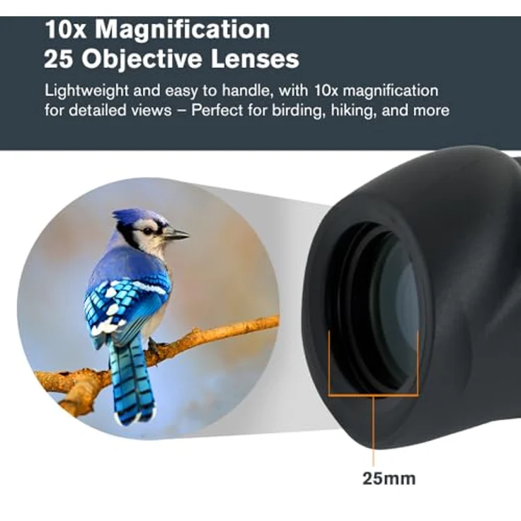 Celestron Monocular 10x25 Nature, leichtes und wasserfestes Fernglas mit Porro-Prismendesign – Bild 2