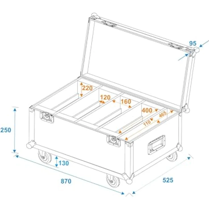 Roadinger Flightcase 4x LED CLS-18 QCL RGB/WW, robustes Audio Rack für sichere Aufbewahrung und Transport von LED-Leuchten – Bild 5