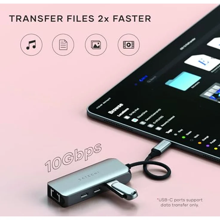 SATECHI USB-C Ethernet Adapter 2,5 Gigabit, 4-in-1 USB-C Netzwerkadapter mit erhöhter Geschwindigkeit, inklusive 3 USB-C 3.2 Ports - Aluminiumgehäuse, für Mac, iPad, Windows, Android, Chrome – Bild 4
