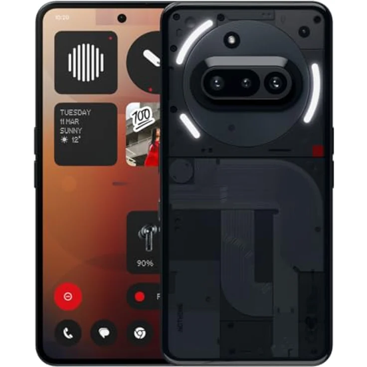 Nothing Phone (3a) 128 GB - Smartphone mit 32-MP-Frontkamera, 30-facher Ultra-Zoom, 50 W Schnellladefunktion und 6,77 Zoll Flexibles FHD+ AMOLED-Display - Schwarz – Bild 1