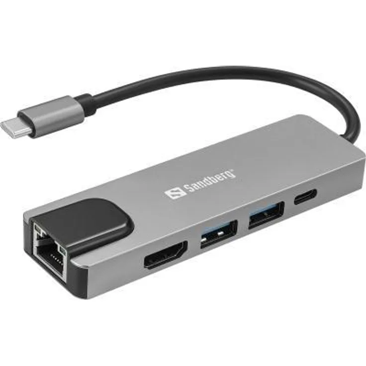 Sandberg 336-99, Kabelgebundene Dockingstation mit USB 3.2 Gen 1 Type-C, 100 W, 4K Ultra HD, Silber