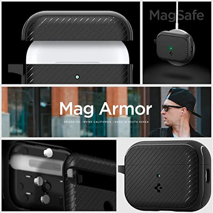 Spigen Mag Armor MagFit Hülle Case Kompatibel mit AirPods Pro 2. Generation (2023/2022) - Schwarz – Bild 2
