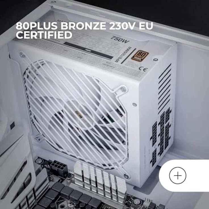 Mars Gaming MPB750SIM, Vollmodulares ATX 750W Netzteil, 80Plus Bronze, 90% Effizienz, 140mm SI Extreme Silence Lüfter, Weiß, 7 Jahre Garantie – Bild 4