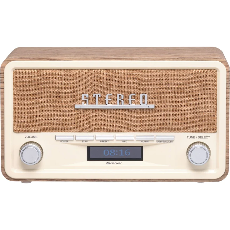 Denver DENVER DAB+/UKW-Radio DAB-18LW, Retrostyle Retro-Radio mit Bluetooth-Funktion, braun/weiß – Bild 1