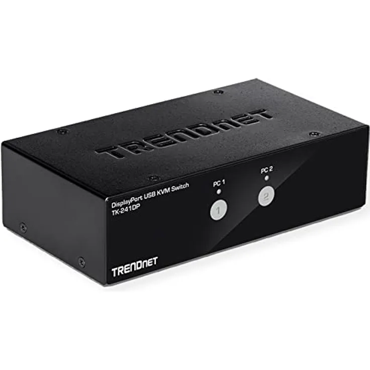 TRENDnet TK-241DP 2-Port DisplayPort KVM Switch, DisplaypPort 1.2 KVM, Verbindung und Steuerung von zwei Computern, Unterstützt 4K UHD Auflösung, 3840 x 2160 bei 60Hz, 2-Port USB 2.0 Hub, Schwarz