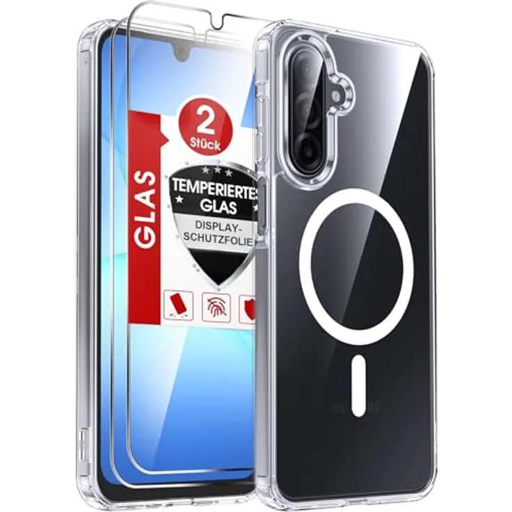 LeYi HD Klar Hülle für Samsung Galaxy A17 4G / 5G, MagSafe Case mit militärischem Schutz, stoßfest, transparenter Design, inkl. 2x gehärtetem Glas