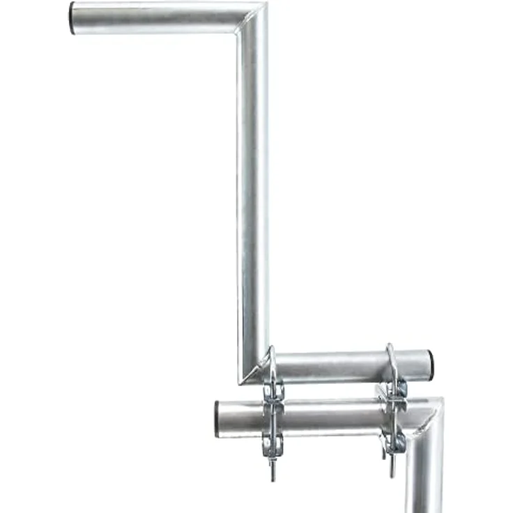 SkyRevolt Z-Ausleger 50 cm Rohr 48 mm mit Zahnschellen Geländer-Ausleger SAT-Antenne Mast-Ausleger Z-Halterung für Satelliten-Schüssel Stahl verzinkt – Bild 3