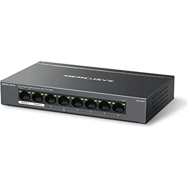 MERCUSYS MS108GP PoE Switch 8-Port Gigabit LAN Switch mit 7 PoE+ Ports, 802.3af/at PoE, lüfterlos, Robustes Metallgehäuse – Bild 2