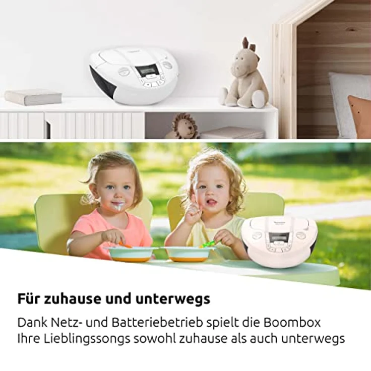 TechniSat Viola CD-1 - tragbarer Stereo CD-Player, Boombox mit Tragegriff (Netz- und Batteriebetrieb, UKW, Bluetooth, 2 x 1 Watt) – Bild 4