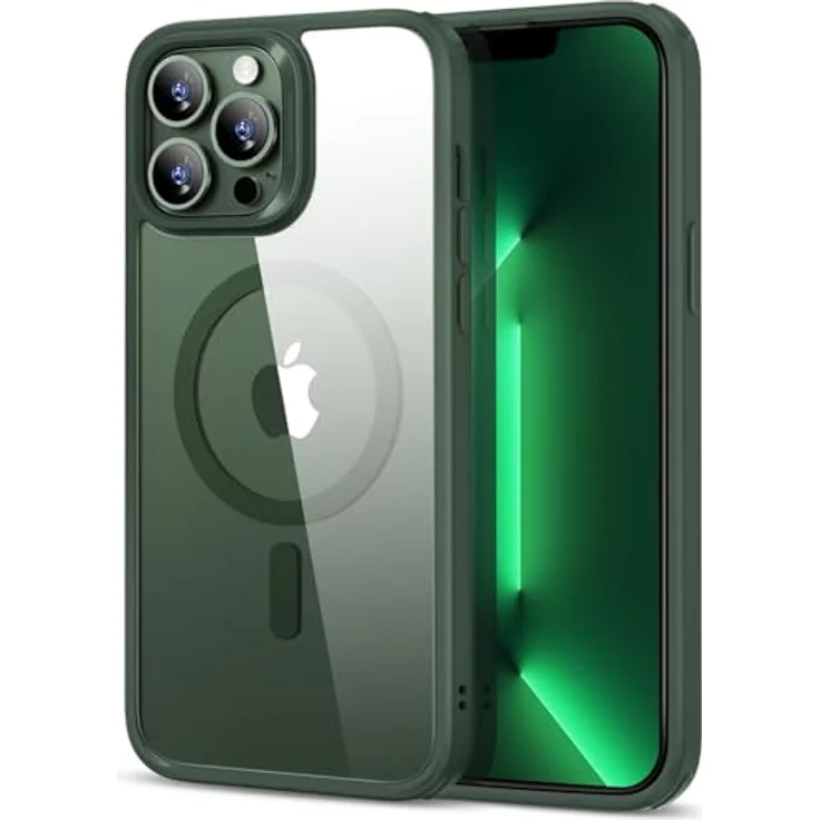 ESR iPhone 16 Pro Max Hülle Classic Serie, 4 in 1 Set mit transparenter matte Hülle, gehärteter Displayschutzfolie, MagSafe-Kompatibilität und militärnorm Schutz in mattiertem Grün – Bild 1