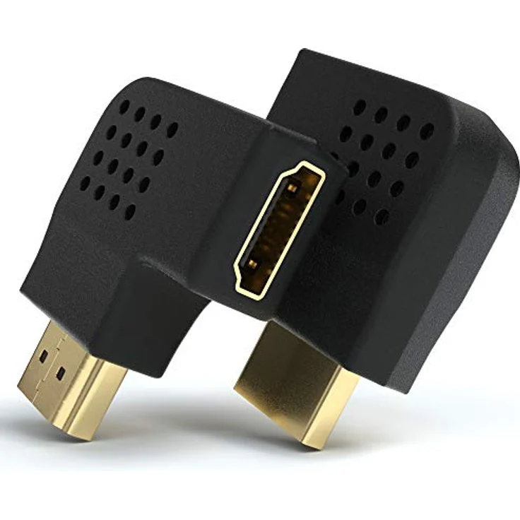 JAMEGA - HDMI Winkel Adapter | Links 90° Grad Winkel Flach von HDMI A Buchse zu HDMI A Stecker 19pol | Konverter 1080p Full HD 4K Ultra HD Vergoldete Stecker – Bild 3