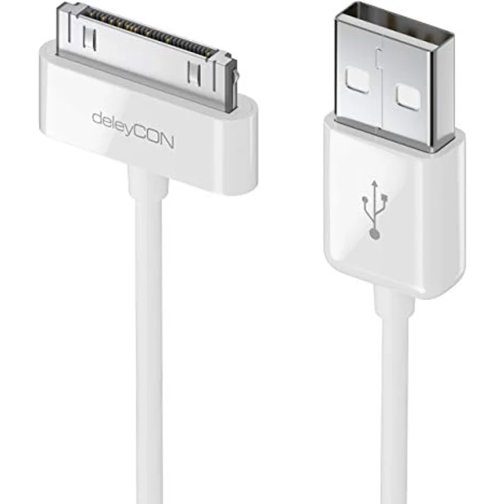deleyCON 30-Pin USB Ladekabel Dock Connector, 0,5m, kompatibel mit iPhone 4s/4/3Gs/3G, iPad, iPod - Weiß – Bild 3