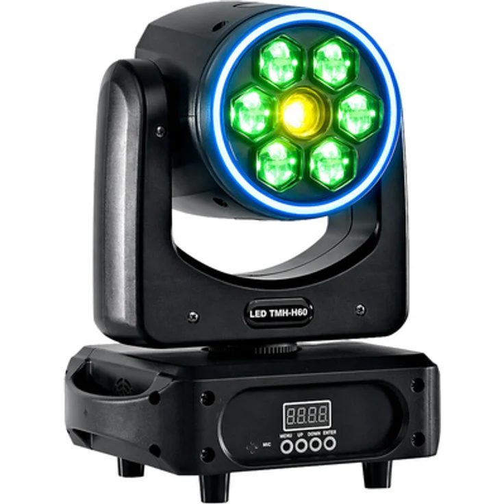 Eurolite LED TMH-H60 Hybrid Spot/Flower, 60 W COB kaltweiß, 6x 10 W SMD 5050 RGBW, DMX steuerbar, Schwarz
