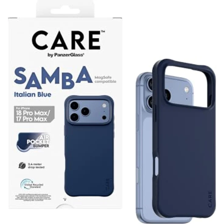 CARE by PanzerGlass Samba Case Italian Blue, Handyhülle mit MagSafe für Apple iPhone 18 Pro Max | 17 Pro Max, sturz- und kratzfest, selbstheilendes TPU-Material, 2.4 Meter Sturztest – Bild 5