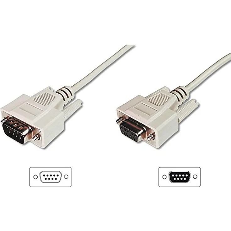 DIGITUS Serielles Anschluss-Kabel - D-Sub 9 zu D-Sub 9 - Stecker zu Buchse - 2.0m - Verlängerungskabel - Beige – Bild 2