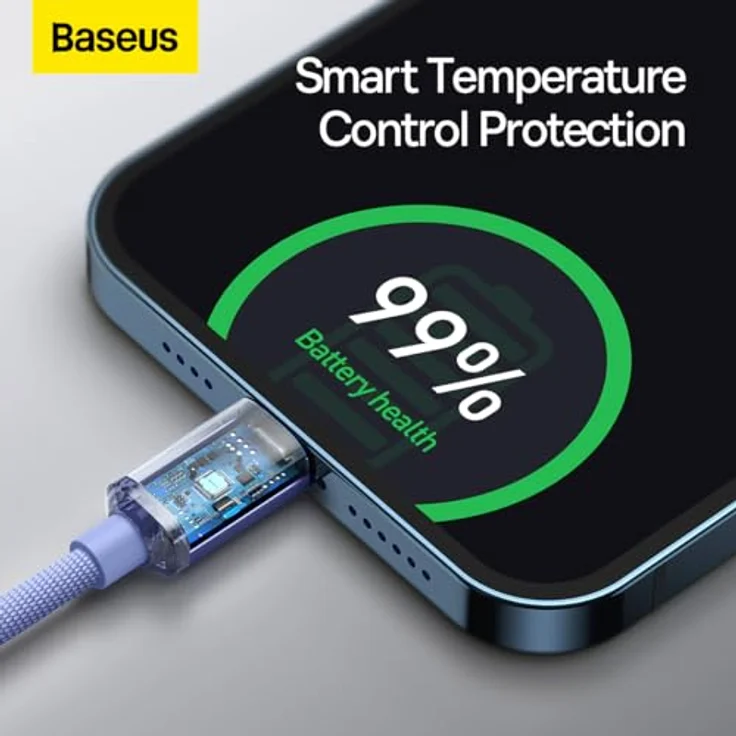 Baseus Crystal Shine, Lightning / USB-C Kabel 20W, 1,2m, schnelles Laden & Datenübertragung, Lavendel – Bild 3