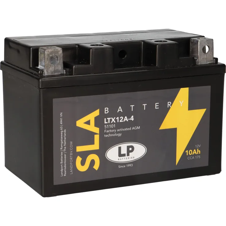 Landport AGM SLA 12V 10Ah Motorradbatterie LTX12A-4, wartungsfrei, auslaufsicher, aktivierter Einsatz direkt ab Lager
