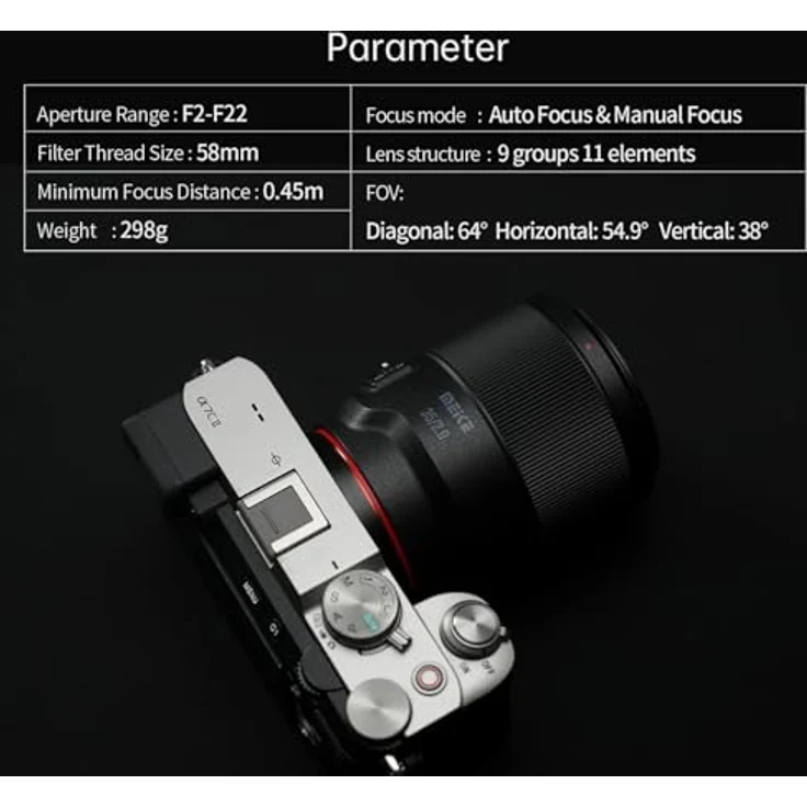Meike 35mm F2.0 AF STM Vollformat Objektiv für Sony E-Mount, kompaktes Tele-Objektiv mit leisem Autofokus und 9 Lamellen Bokeh – Bild 6