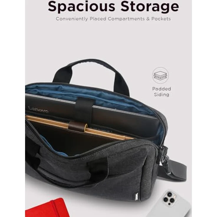 Lenovo Laptoptasche 16-inch Laptop Topload Black (ECO) - Lenovo 15,6-Zoll Laptop-Rucksack, strapazierfähiges Polyestergewebe, schlankes Design, gepolsterter Innenraum, zusätzlicher Stauraum, gesteppte Rückenpartie, verstellbare Schultergurte – Bild 5