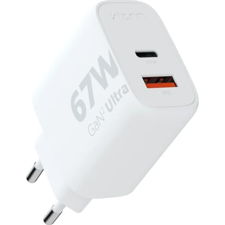 Xtorm 67W GaN2 Ultra Power Adapter, GaN-Technologie, USB-C und USB-A, Power Delivery, GRS recyceltes Plastik - Weiß - Preisvergleich – Bild 1