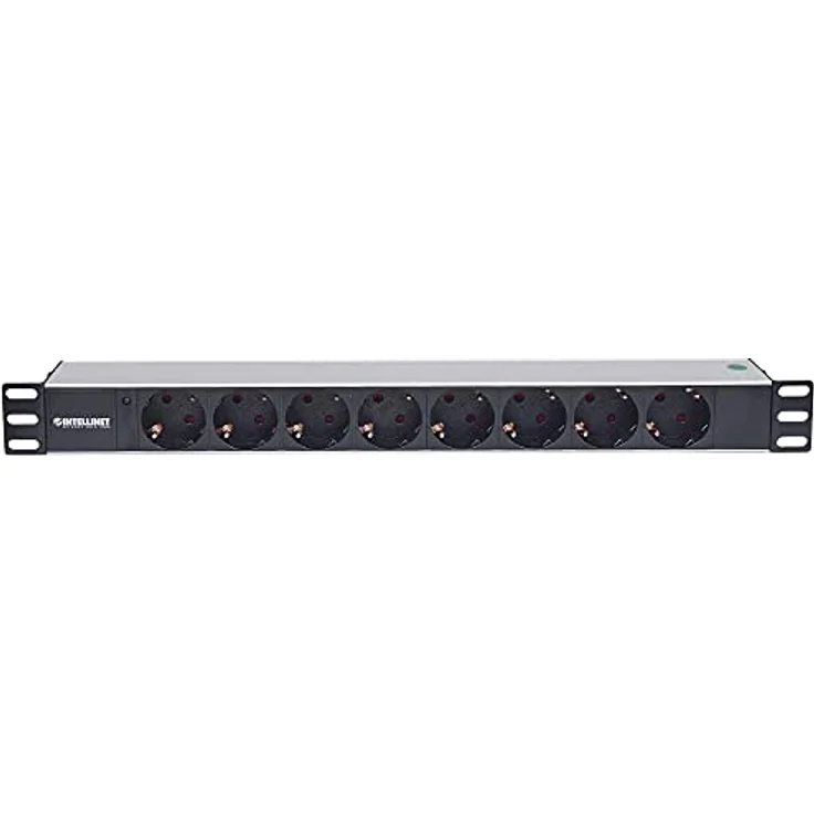 Intellinet 19'' 8-fach Steckdosenleiste Schutzkontakt ( Power-LED ohne Überspannungsschutz - 1,6 m Stromkabel 1,5 HE ) schwarz 714037 – Bild 3