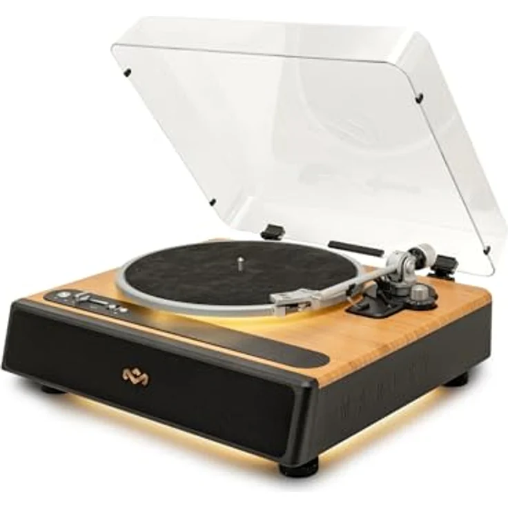 House of Marley Soul Rebel Plattenspieler Bluetooth, 3-Gang mit integrierten Lautsprechern, AT3600L-Tonabnehmer, LED-Beleuchtung und Vorverstärker aus nachhaltigen Materialien – Bild 1