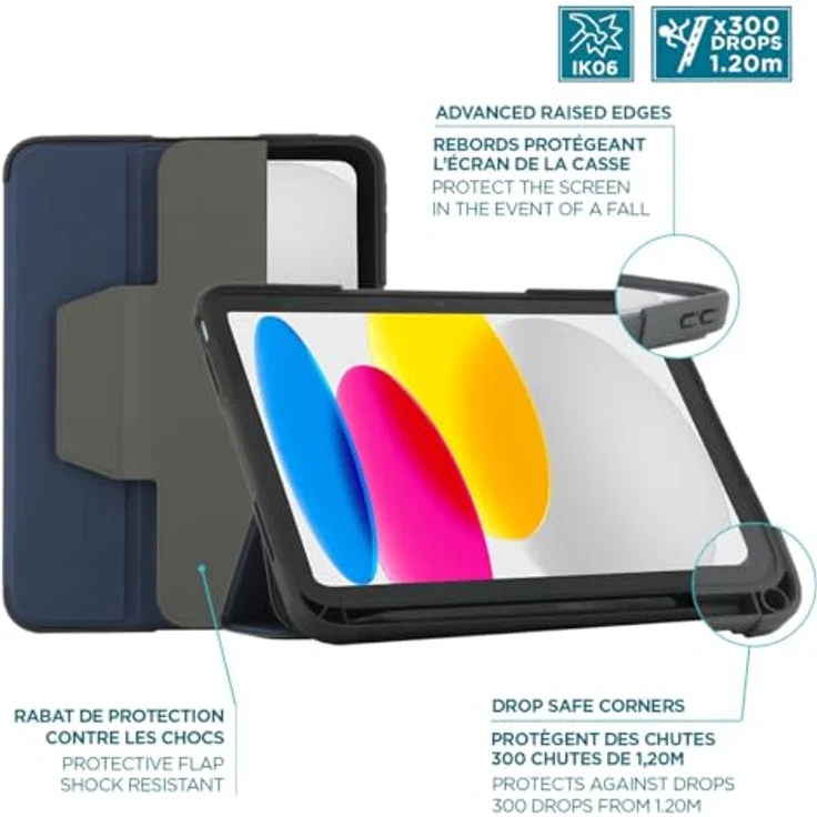 Mobilis Ultra Rugged Case iPad 11'' 2025 / iPad 10.9'', Stoßfest mit Aircell System, transparente Rückseite, blau – Bild 4