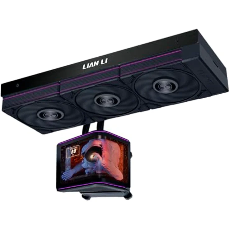Lian Li HydroShift II OLED Curved 360, AiO-Wasserkühlung mit gebogenem 120-mm-OLED-Display und UNI FAN P28, Schwarz – Bild 2