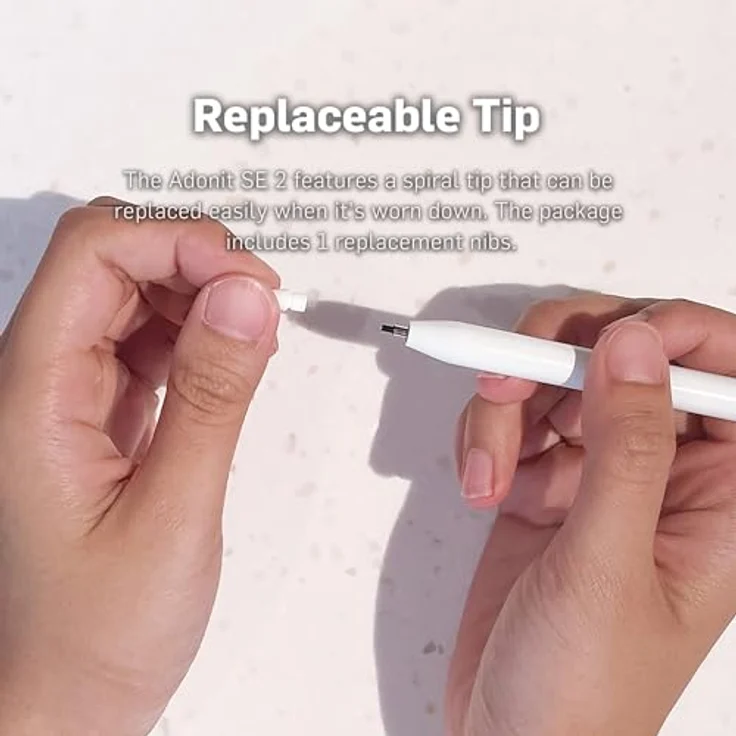 Adonit SE 2, Magnetischer Stylus mit Handflächenabweisung, Neigungsempfindlichkeit und 10 Stunden Akkulaufzeit, Schwarz – Bild 5